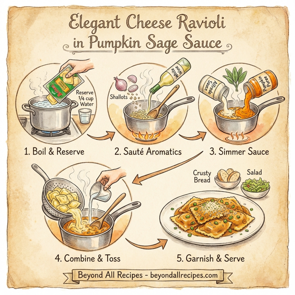 Elegant Cheese Ravioli in Pumpkin Sage Sauce instructions