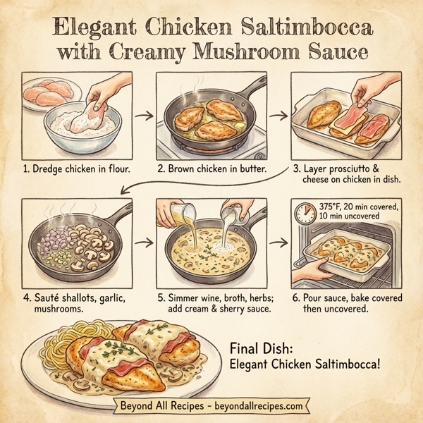 Elegant Chicken Saltimbocca with Creamy Mushroom Sauce instructions