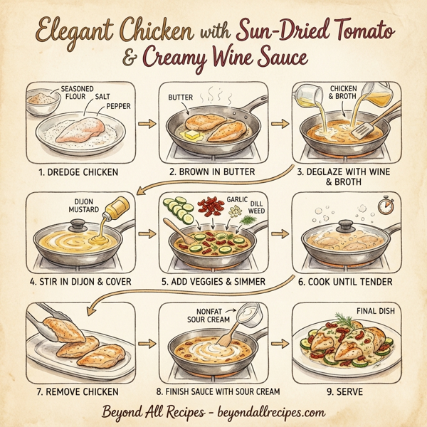 Elegant Chicken with Sun-Dried Tomato and Creamy Wine Sauce instructions