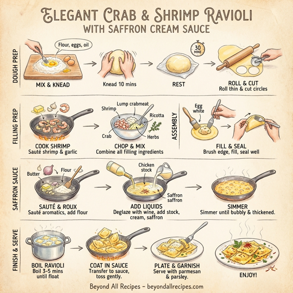 Elegant Crab & Shrimp Ravioli with Luxurious Saffron Cream Sauce instructions