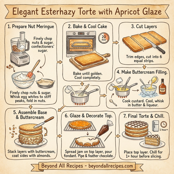 Elegant Esterhazy Torte with Apricot Glaze instructions