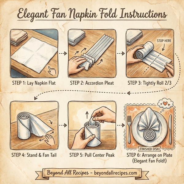Elegant Fan Napkin Fold instructions