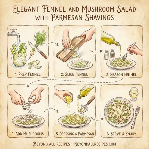 Elegant Fennel and Mushroom Salad with Parmesan Shavings instructions