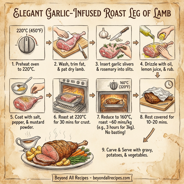 Elegant Garlic-Infused Roast Leg of Lamb instructions