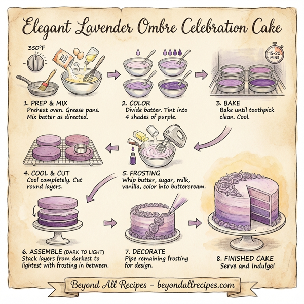 Elegant Lavender Ombre Celebration Cake instructions