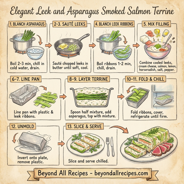Elegant Leek and Asparagus Smoked Salmon Terrine instructions
