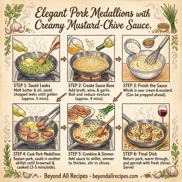 Elegant Pork Medallions with Creamy Mustard-Chive Sauce instructions