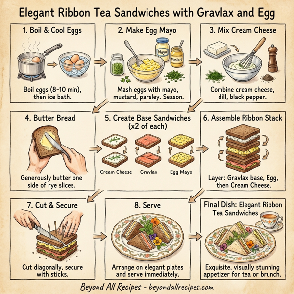 Elegant Ribbon Tea Sandwiches with Gravlax and Egg instructions
