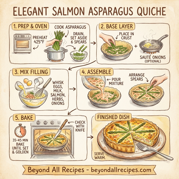 Elegant Salmon Asparagus Quiche instructions