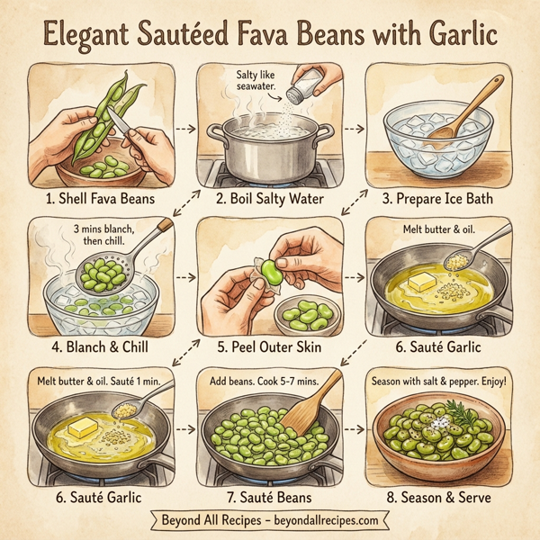Elegant Sautéed Fava Beans with Garlic instructions