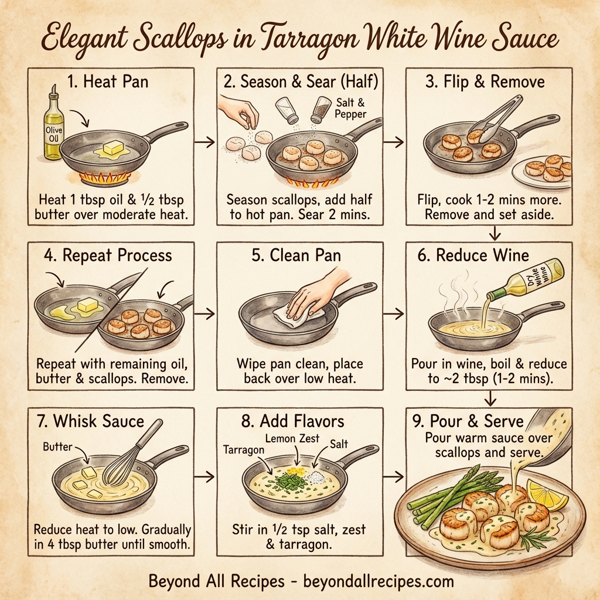 Elegant Scallops in Tarragon White Wine Sauce instructions