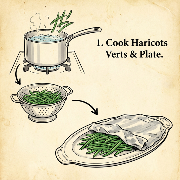 Elegant Seared Halibut with Haricots Vert and White Wine Butter Sauce instructions