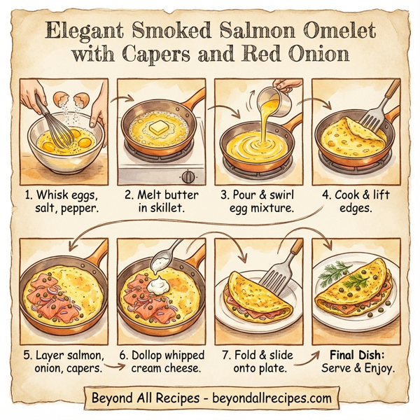 Elegant Smoked Salmon Omelet with Capers and Red Onion instructions
