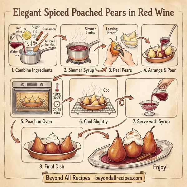 Elegant Spiced Poached Pears in Red Wine instructions