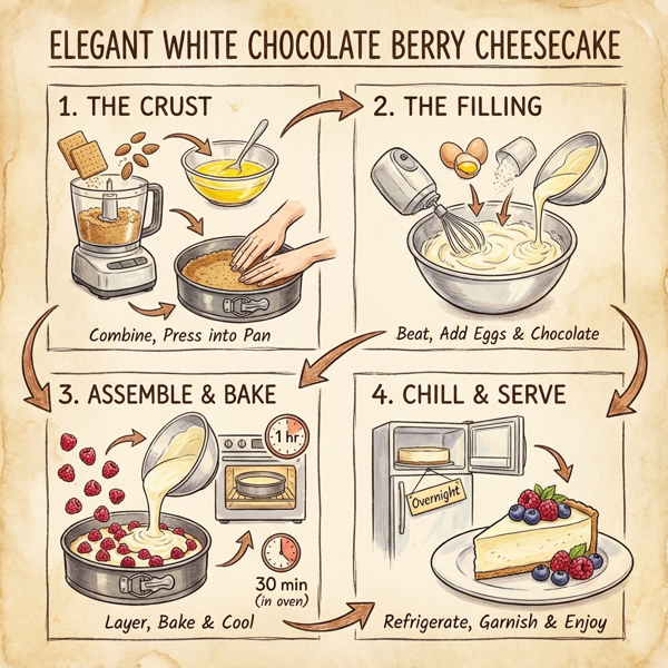Elegant White Chocolate Berry Cheesecake instructions