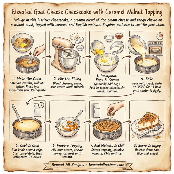 Elevated Goat Cheese Cheesecake with Caramel Walnut Topping instructions