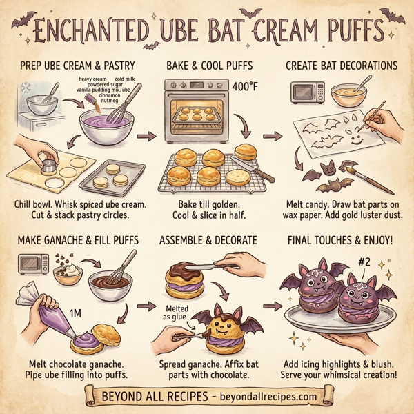 Enchanted Ube Bat Cream Puffs instructions