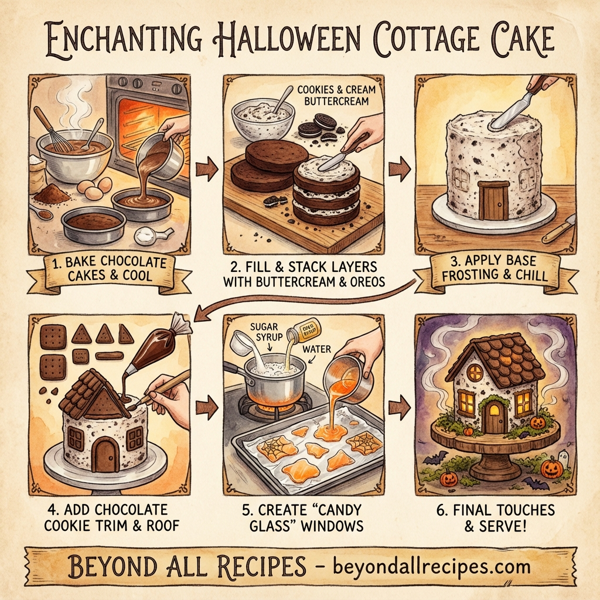 Enchanting Halloween Cottage Cake instructions