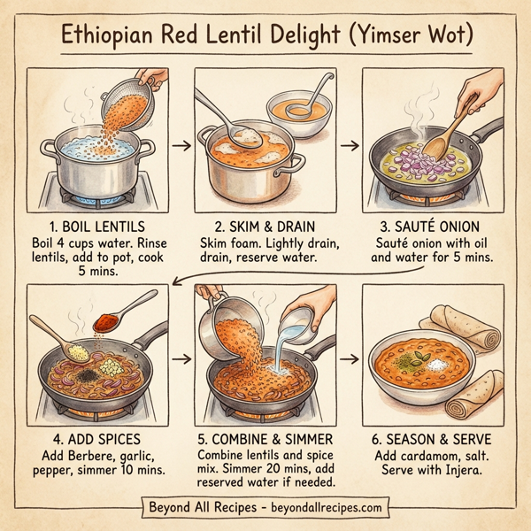 Ethiopian Red Lentil Delight (Yimser Wot) instructions