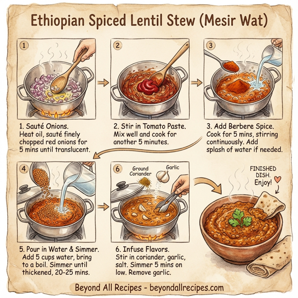 Ethiopian Spiced Lentil Stew (Mesir Wat) instructions
