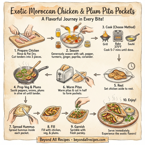 Exotic Moroccan Chicken & Plum Pita Pockets instructions