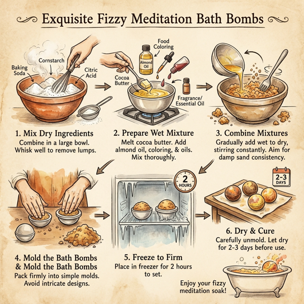 Exquisite Fizzy Meditation Bath Bombs instructions