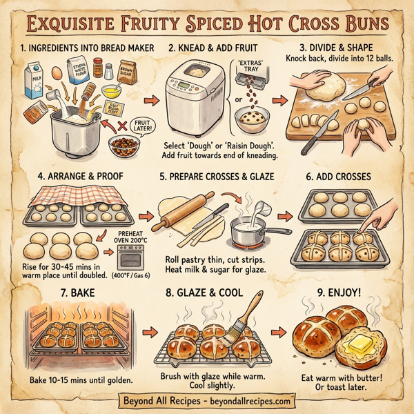 Exquisite Fruity Spiced Hot Cross Buns instructions