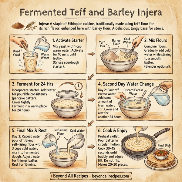Fermented Teff and Barley Injera instructions