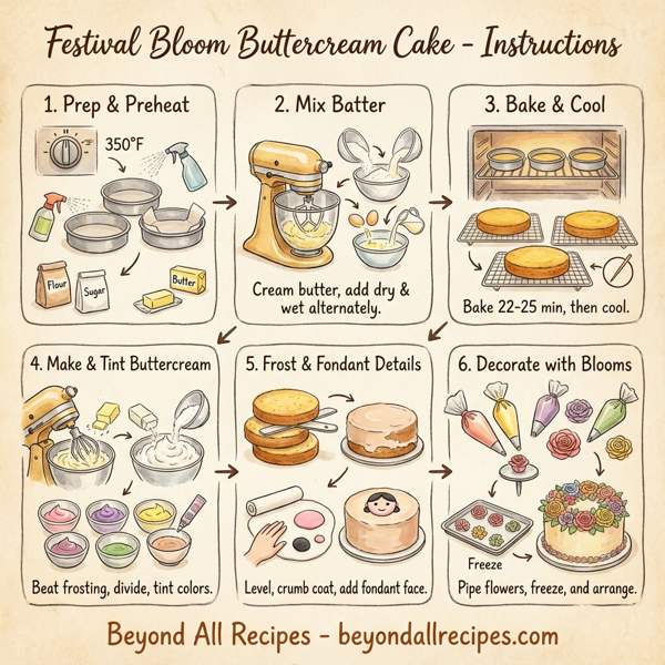 Festival Bloom Buttercream Cake instructions