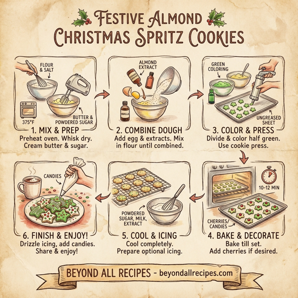 Festive Almond Christmas Spritz Cookies instructions
