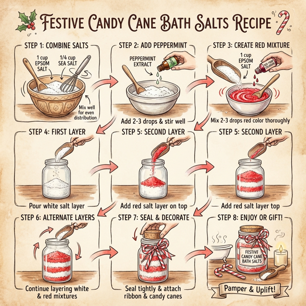 Festive Candy Cane Bath Salts instructions