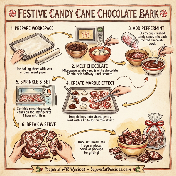 Festive Candy Cane Chocolate Bark instructions