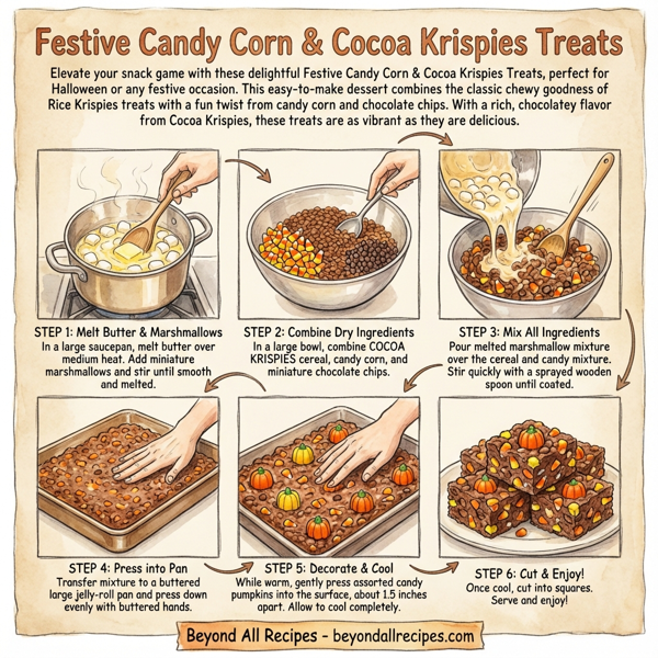 Festive Candy Corn & Cocoa Krispies Treats instructions