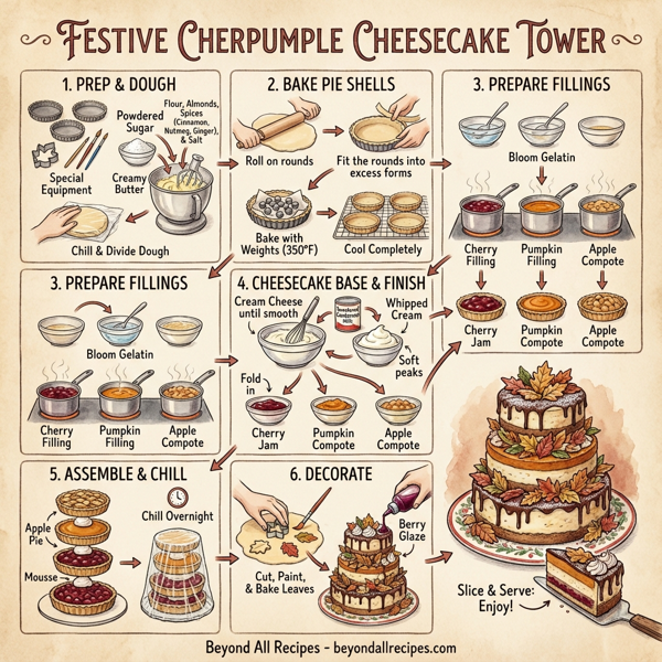 Festive Cherpumple Cheesecake Tower instructions