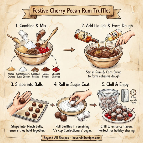 Festive Cherry Pecan Rum Truffles instructions