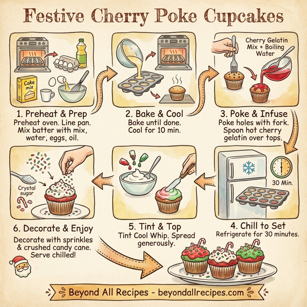 Festive Cherry Poke Cupcakes instructions
