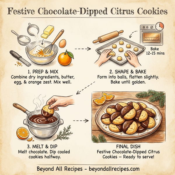 Festive Chocolate-Dipped Citrus Cookies instructions
