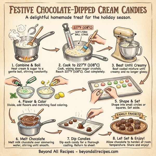 Festive Chocolate-Dipped Cream Candies instructions