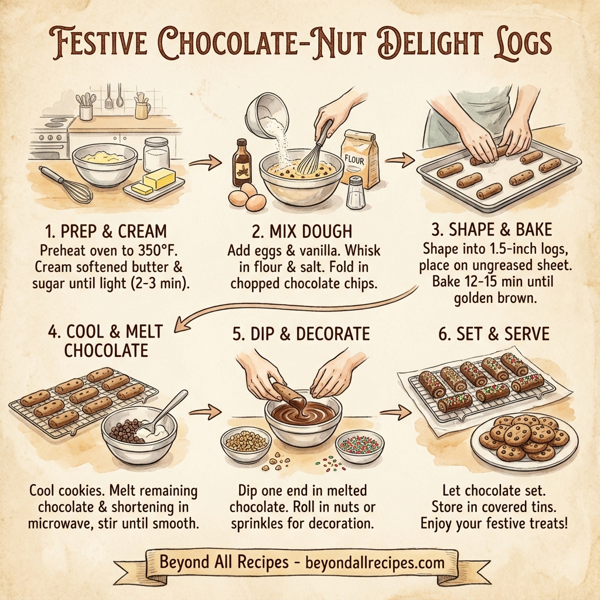 Festive Chocolate-Nut Delight Logs instructions