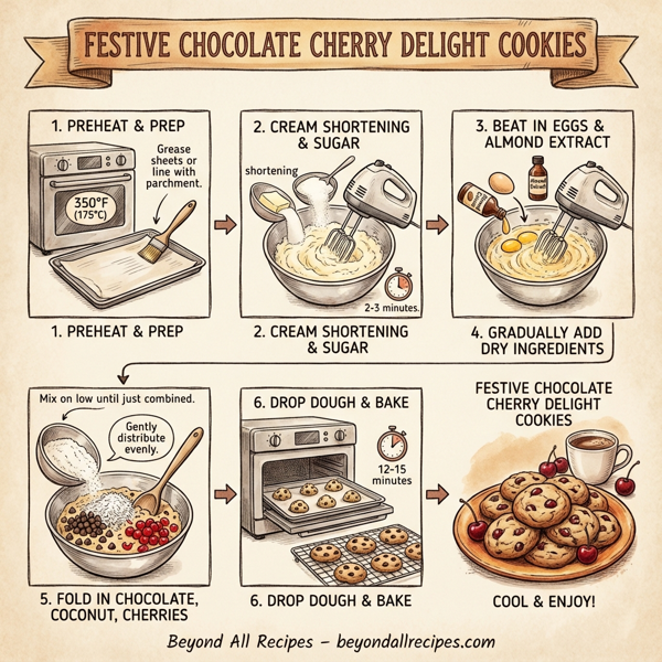Festive Chocolate Cherry Delight Cookies instructions