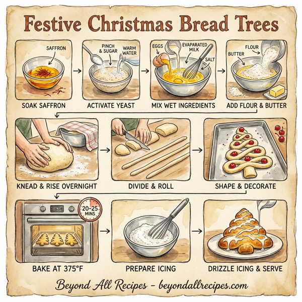 Festive Christmas Bread Trees instructions