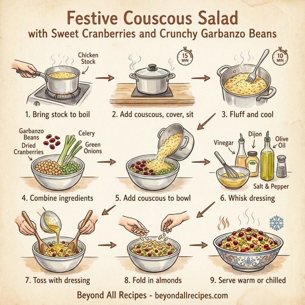 Festive Couscous Salad with Sweet Cranberries and Crunchy Garbanzo Beans instructions
