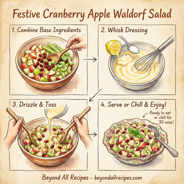 Festive Cranberry Apple Waldorf Salad instructions
