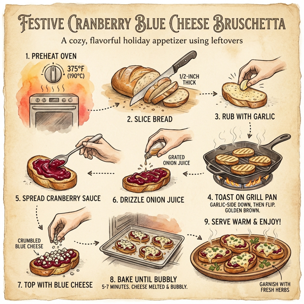 Festive Cranberry Blue Cheese Bruschetta instructions