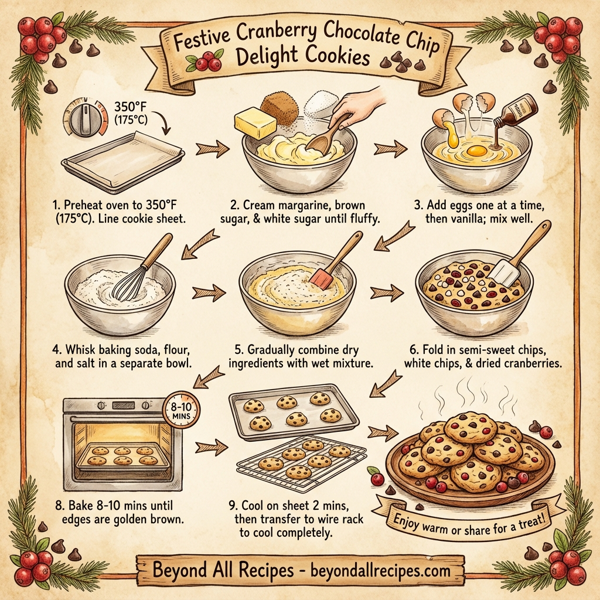 Festive Cranberry Chocolate Chip Delight Cookies instructions