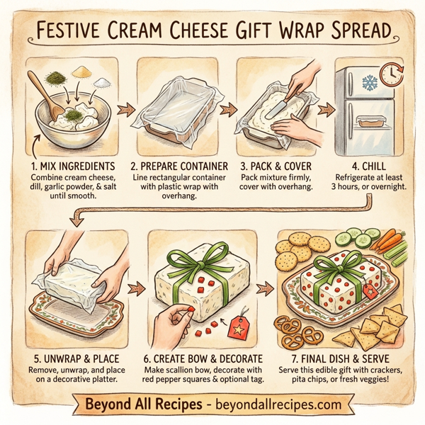 Festive Cream Cheese Gift Wrap Spread instructions