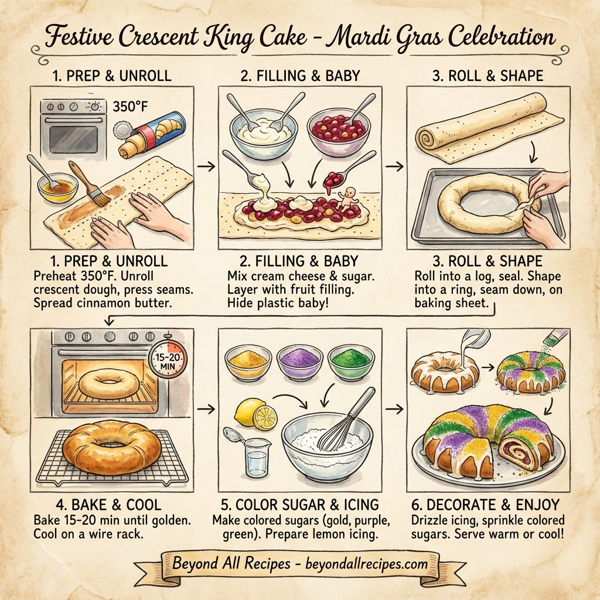 Festive Crescent King Cake instructions