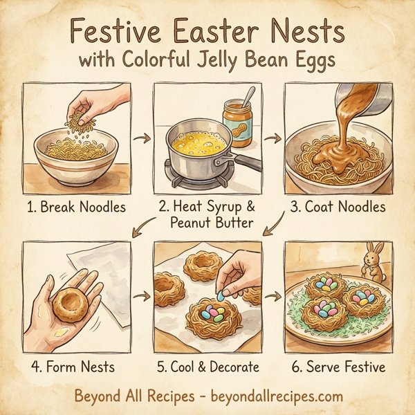 Festive Easter Nests with Colorful Jelly Bean Eggs instructions