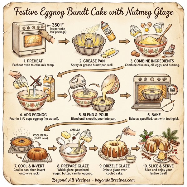 Festive Eggnog Bundt Cake with Nutmeg Glaze instructions