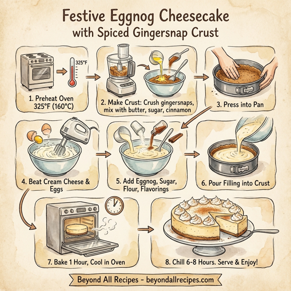 Festive Eggnog Cheesecake with Spiced Gingersnap Crust instructions
